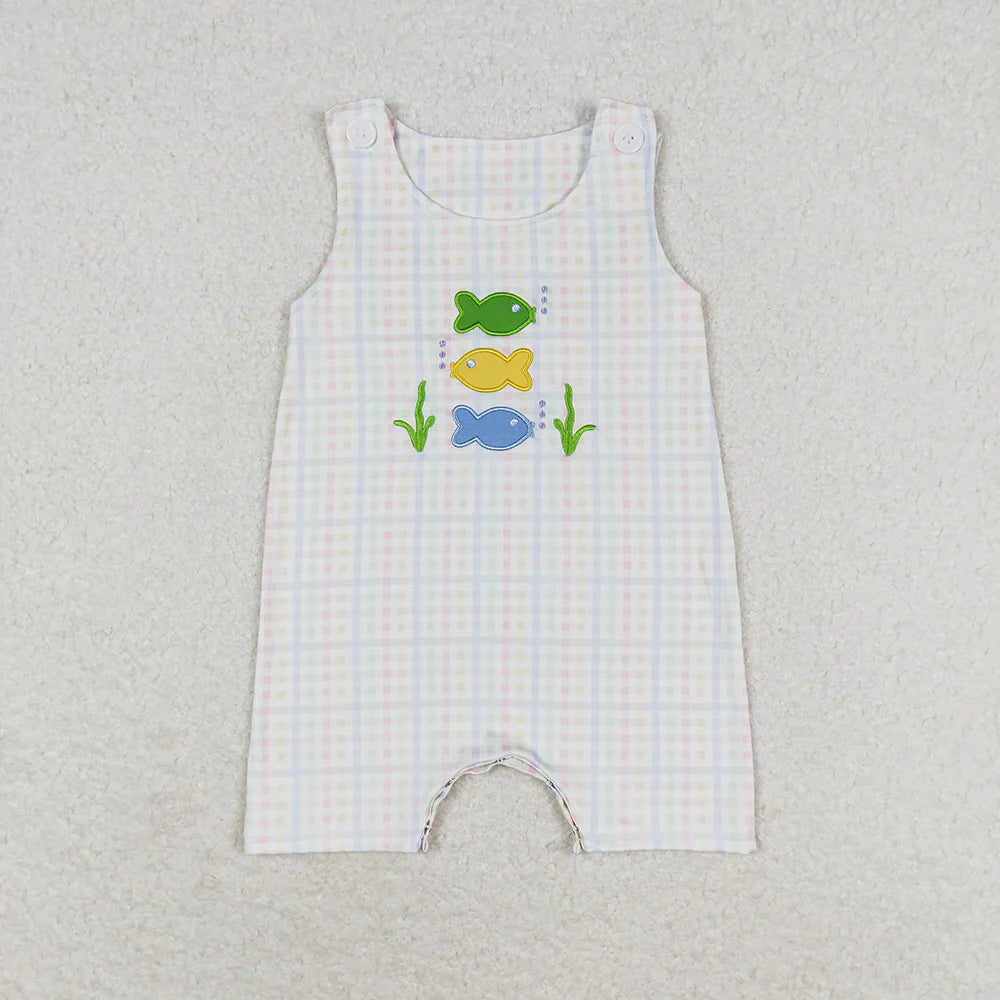 Sibling Embroidery Baby Infant Boys Toddler Sleeveless Rompers