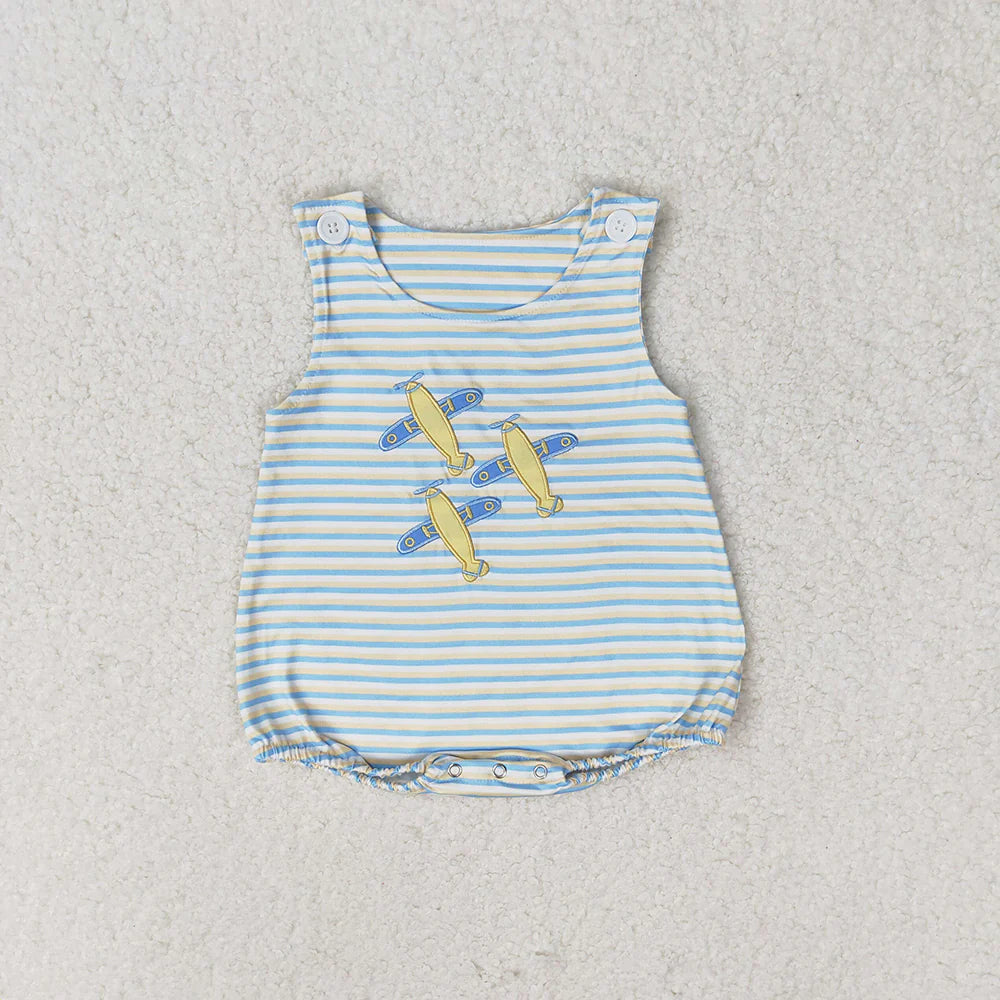 Sibling Baby Infant Boys Cute Embroidery Summer Sleeveless Rompers