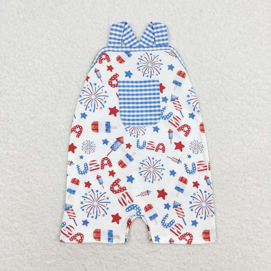 SR1366 Popsicle USA Stars Baby Boys 4th of July Strap Romper