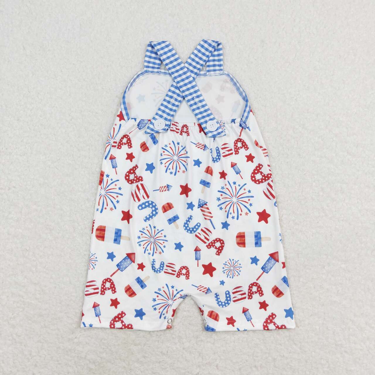 SR1366 Popsicle USA Stars Baby Boys 4th of July Strap Romper