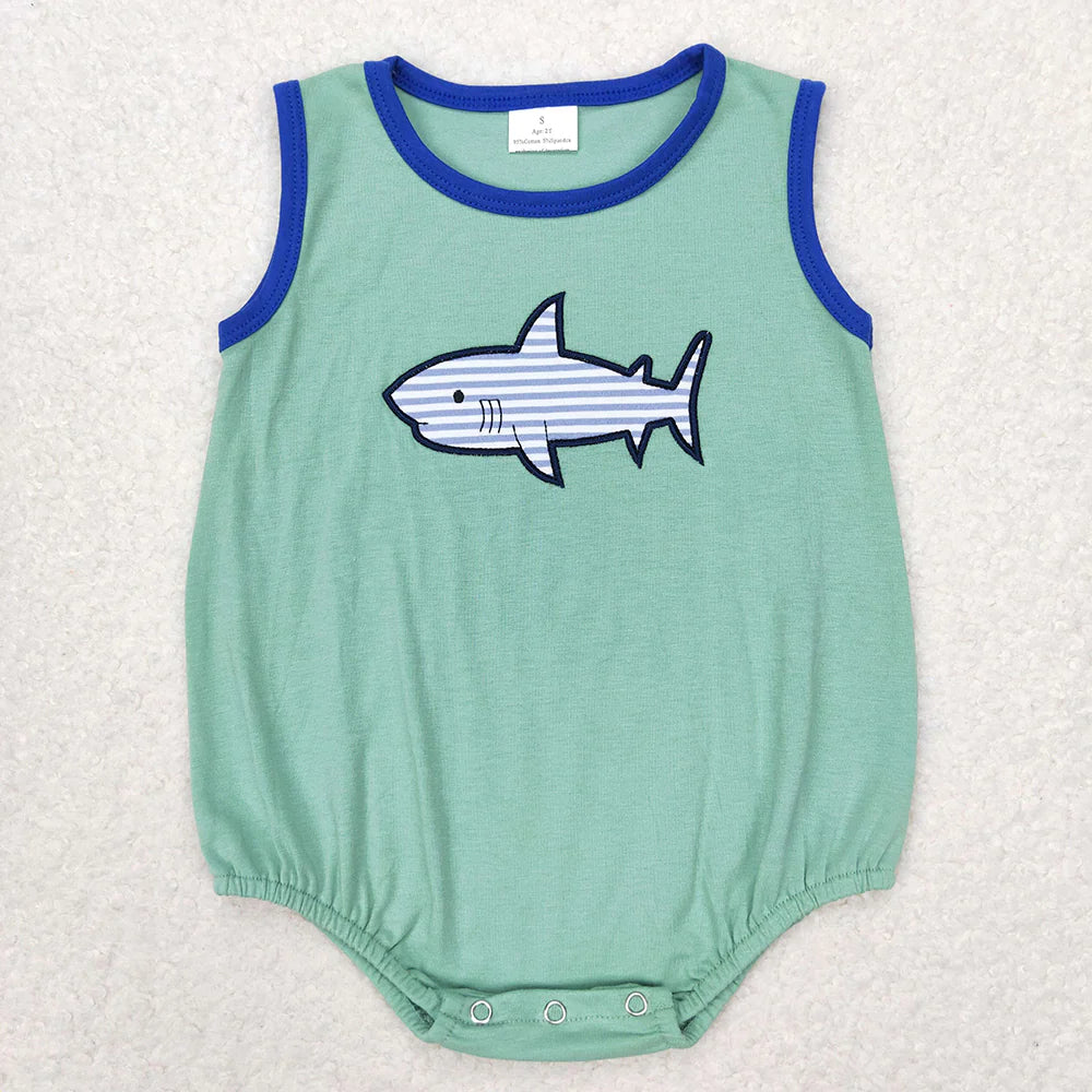 Sibling Baby Infant Boys Cute Embroidery Summer Sleeveless Rompers