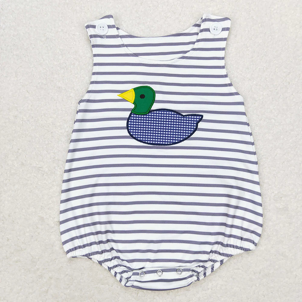 Sibling Baby Infant Boys Cute Embroidery Summer Sleeveless Rompers