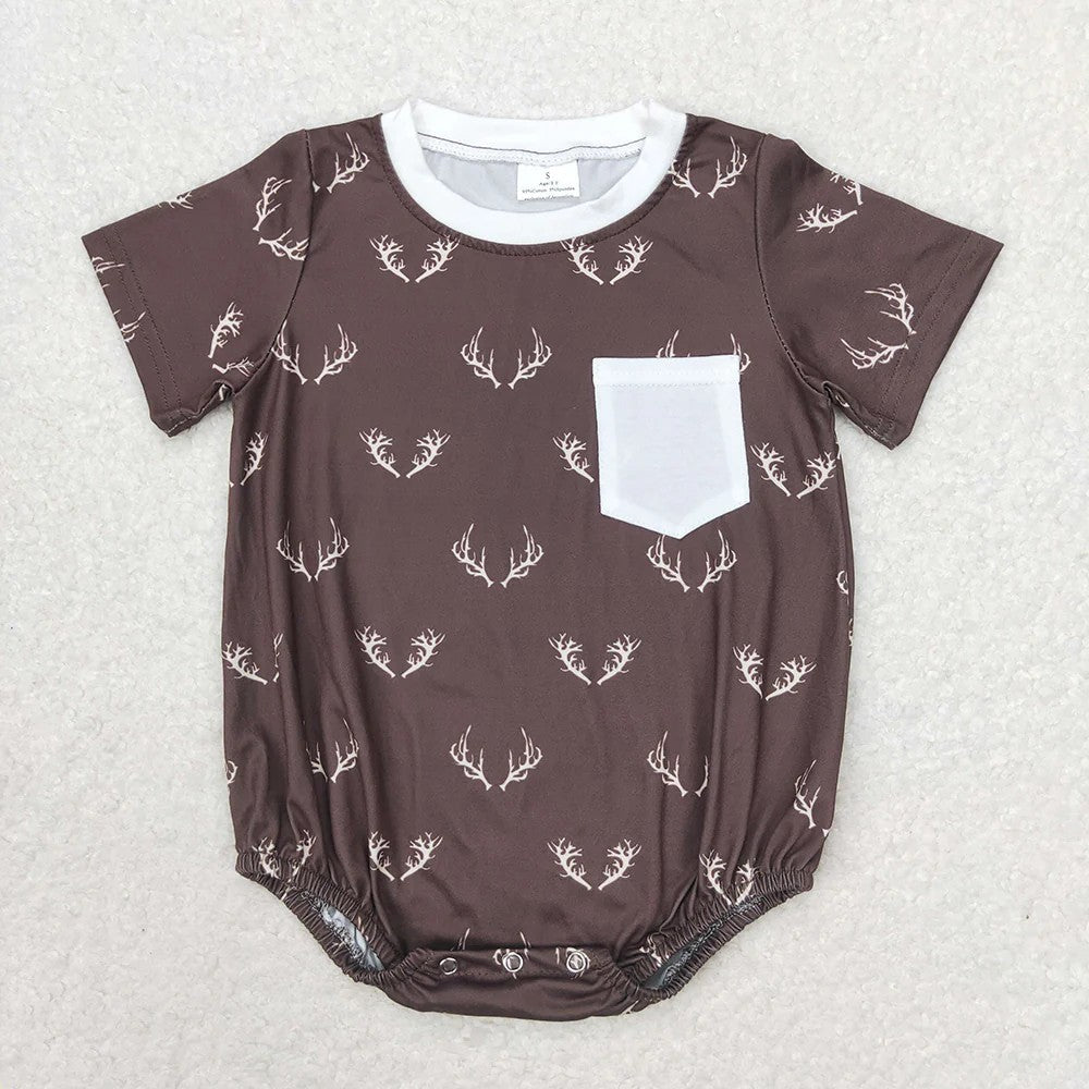 Toddler Boys Deer Antler Pocket Outfit Set, Sibling Matching Summer Clothes