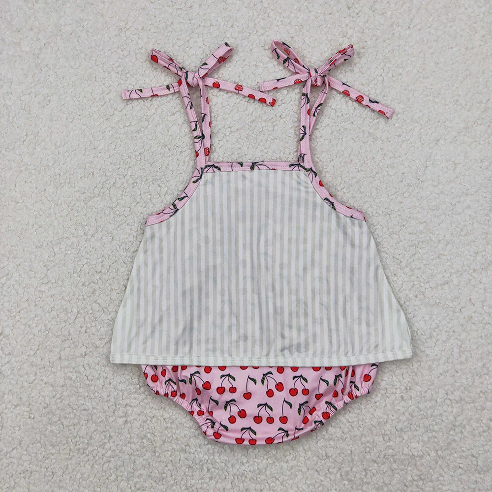 Baby Infant Girls Cute Cherry Straps Rompers
