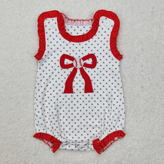 Sibling Baby Girls Baseball Bow Rompers Clothes  Outfit