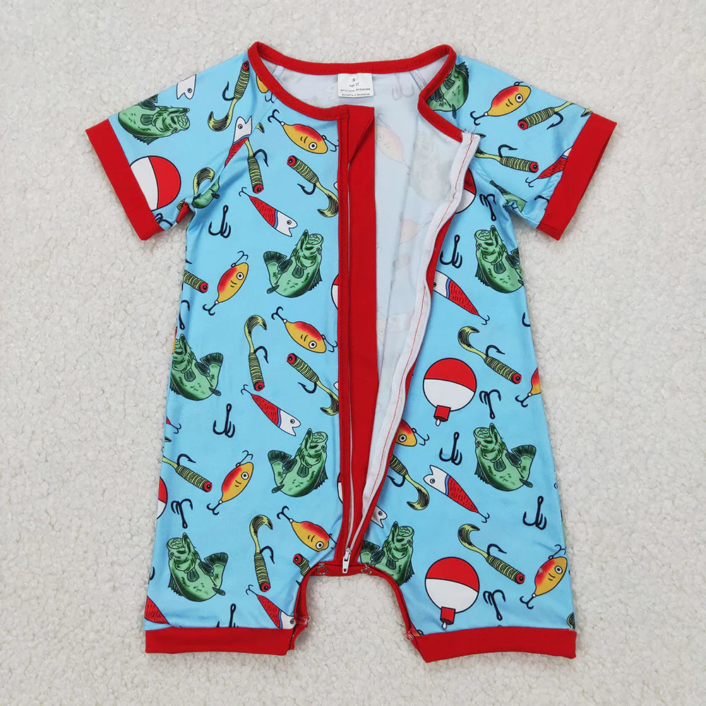 Sibling Boys Baby Girls Fishing Float Rompers Dresses Summer Outfits
