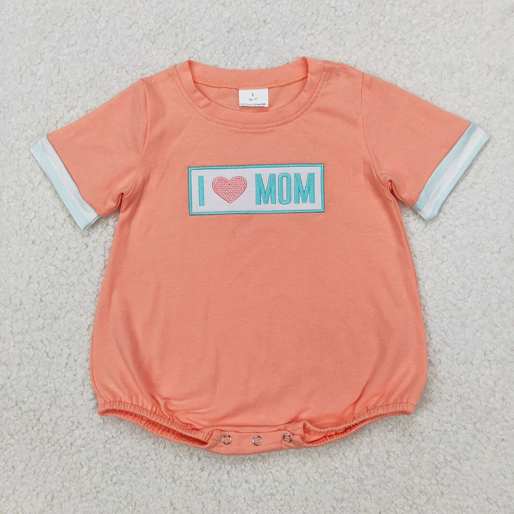 Sibling Embroidery Baby Girls Boys I LOVE MOM Rompers Summer Outfits