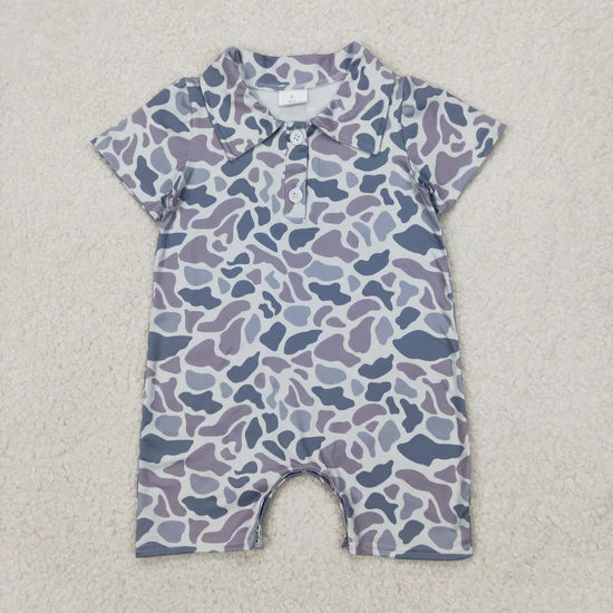 Sibling Baby Boys Girls Southern Light Grey Camo Romper Jumpsuits