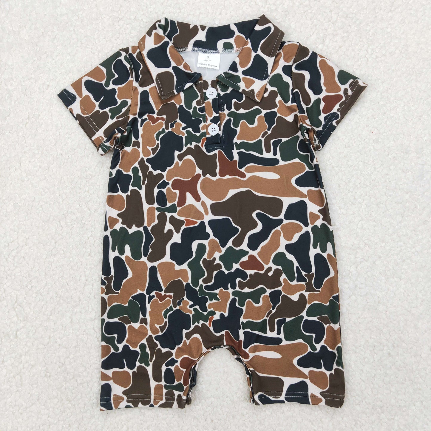 Baby Boys Sibling Hunting Camo Short Sleeve Shirt Romper