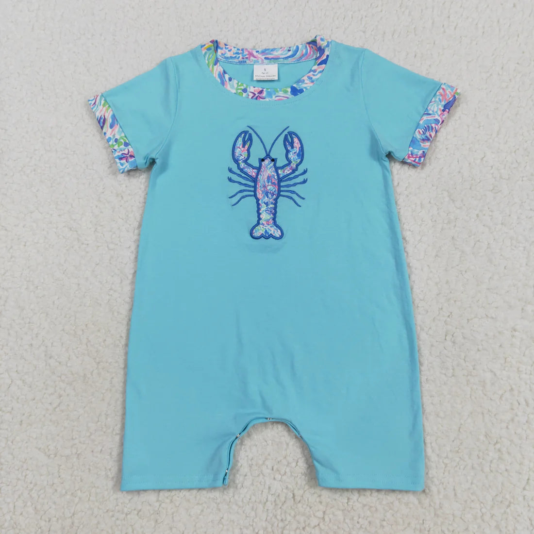 Sibling Embroidery Baby Boys Girls Floeal Crayfish Sumoer Clothes Sets Dress Rompers