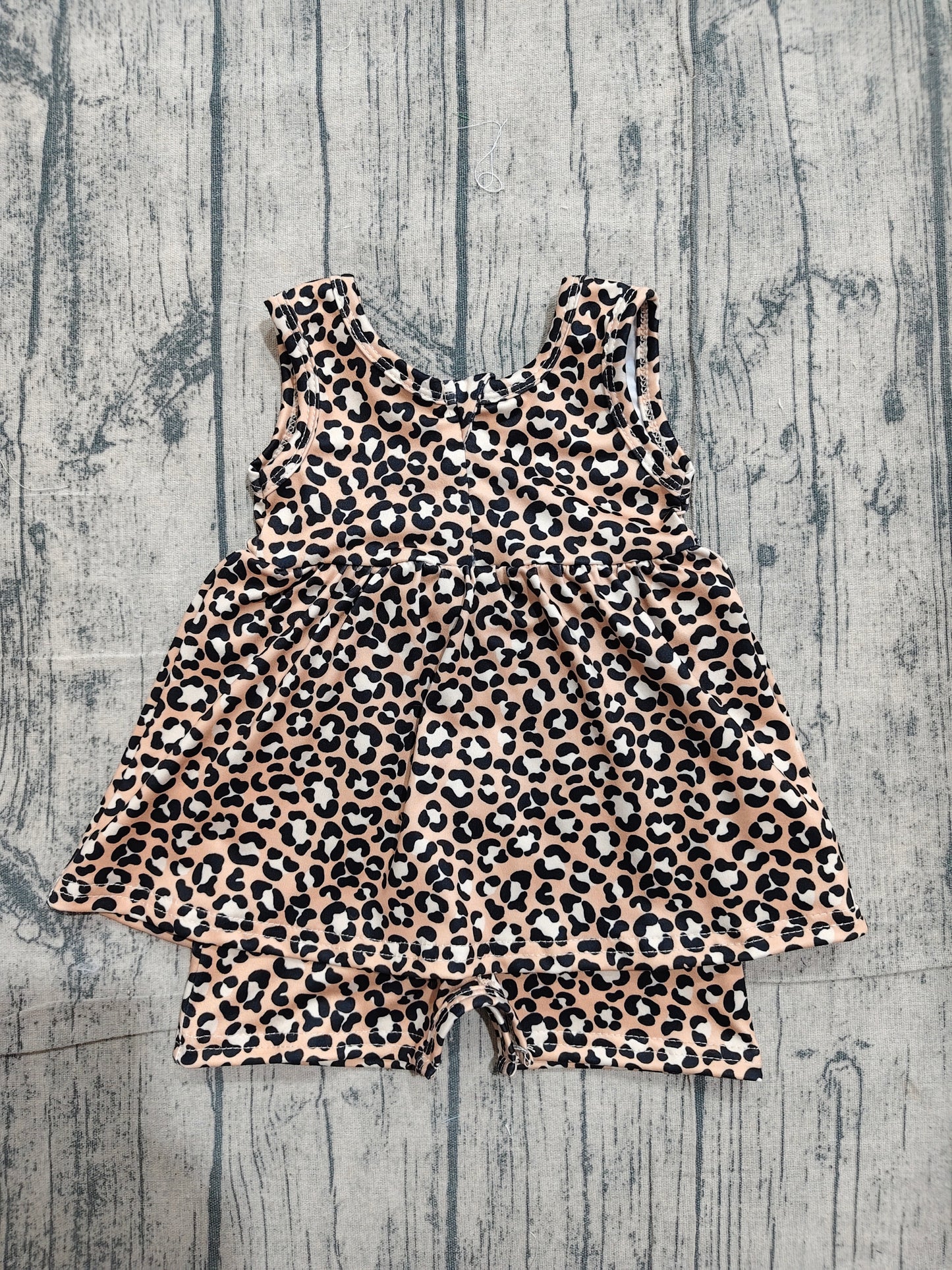 Baby Girls Leopard Sleeveless Bubble Romper With Romper Preorder