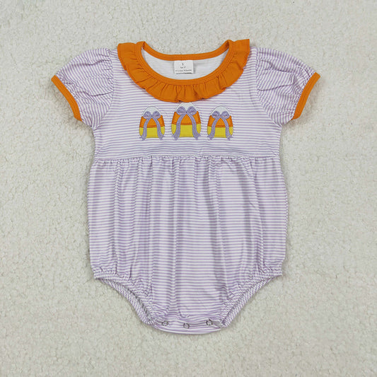 SR3202 Candy Embroidery Stripes Baby Girls Halloween Romper