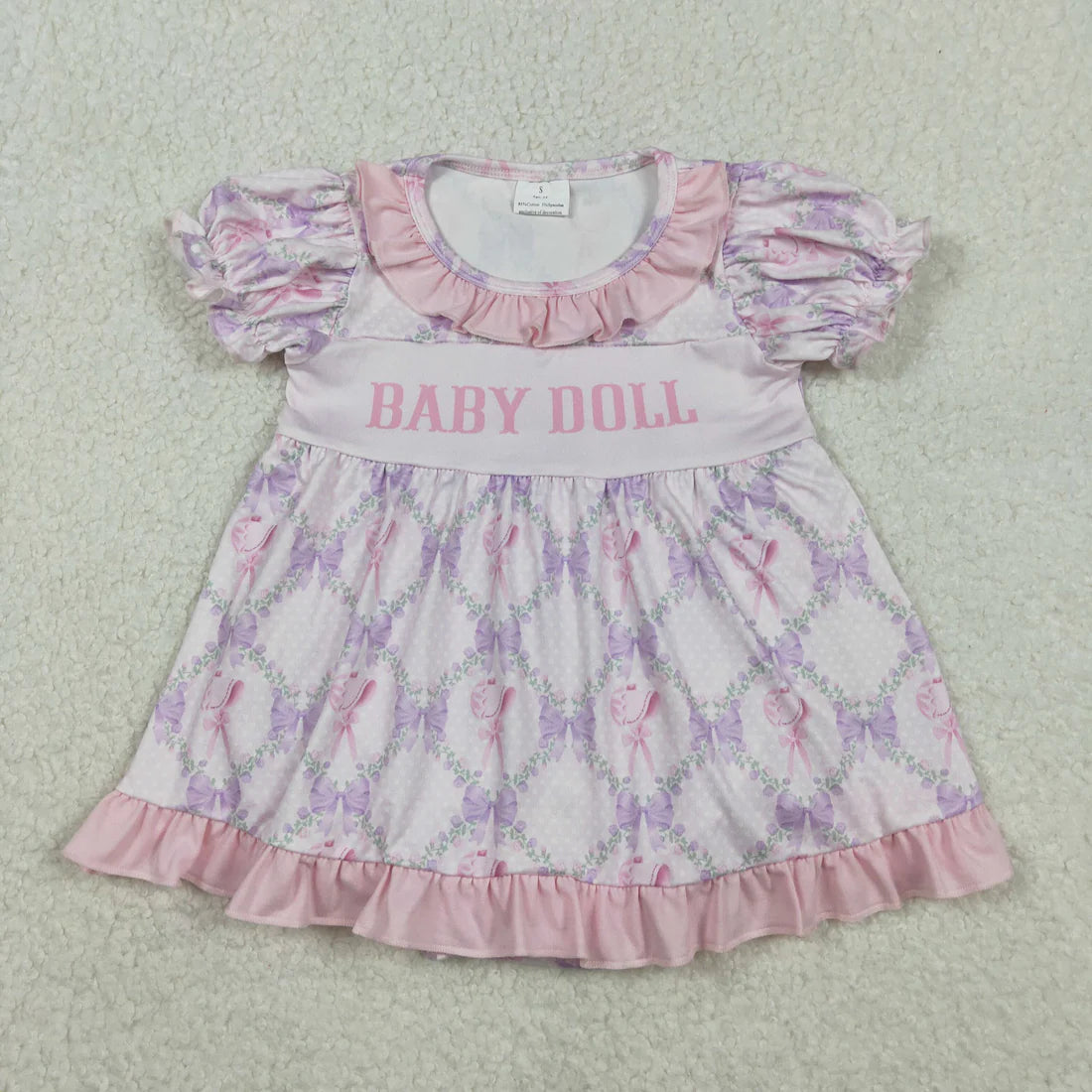 Sibling Baby Girls Baby Doll Flowers Bows Checked Collar Tunic Ruffle Rompers