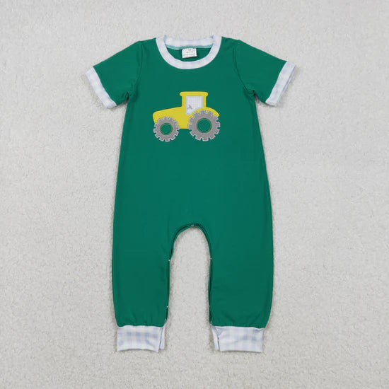 Sibling Baby Boys Short Sleeve Embroidery Pant Hunting Team Rompers