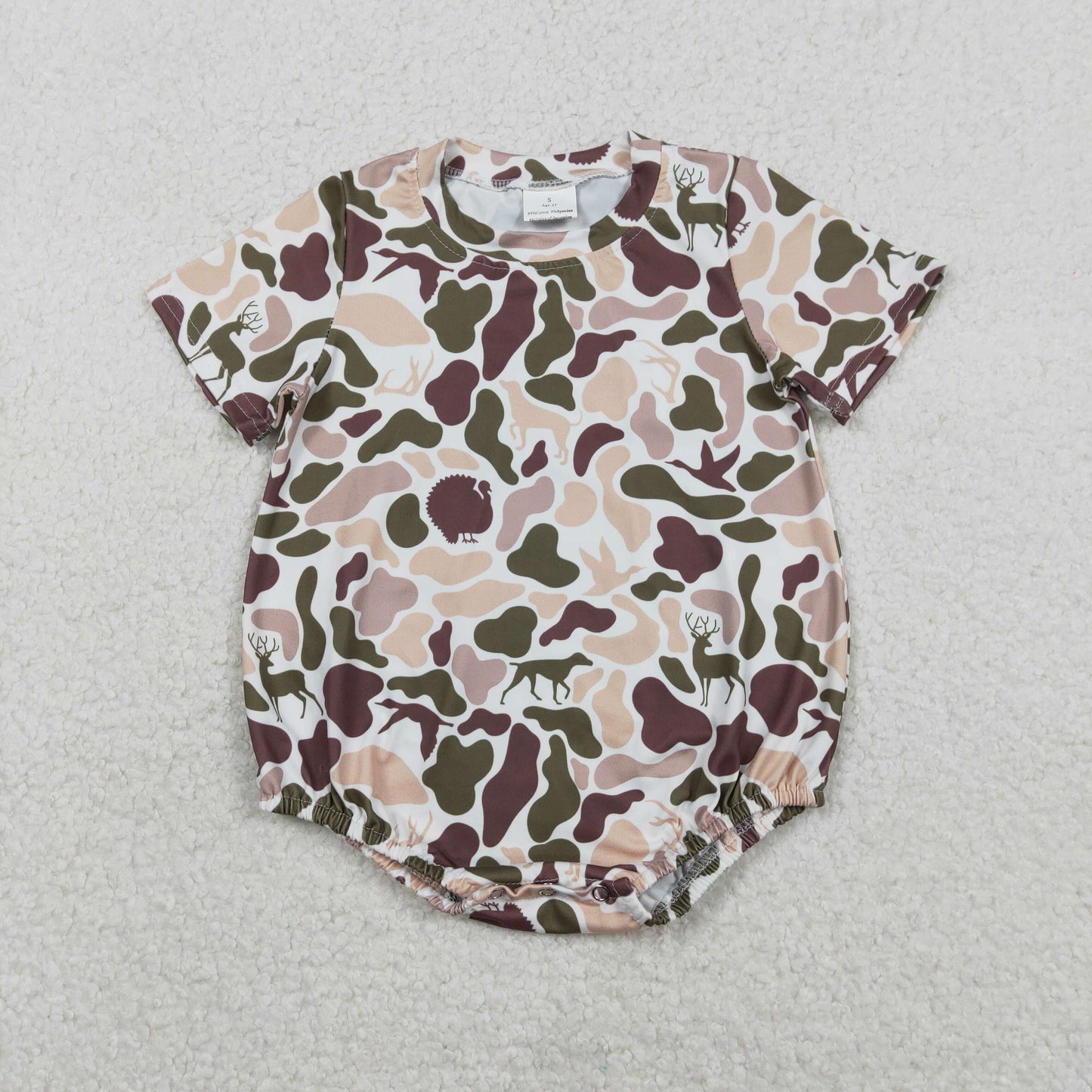 Sibling Baby Boys Hunting Camo Short Sleeve Bubble Romper