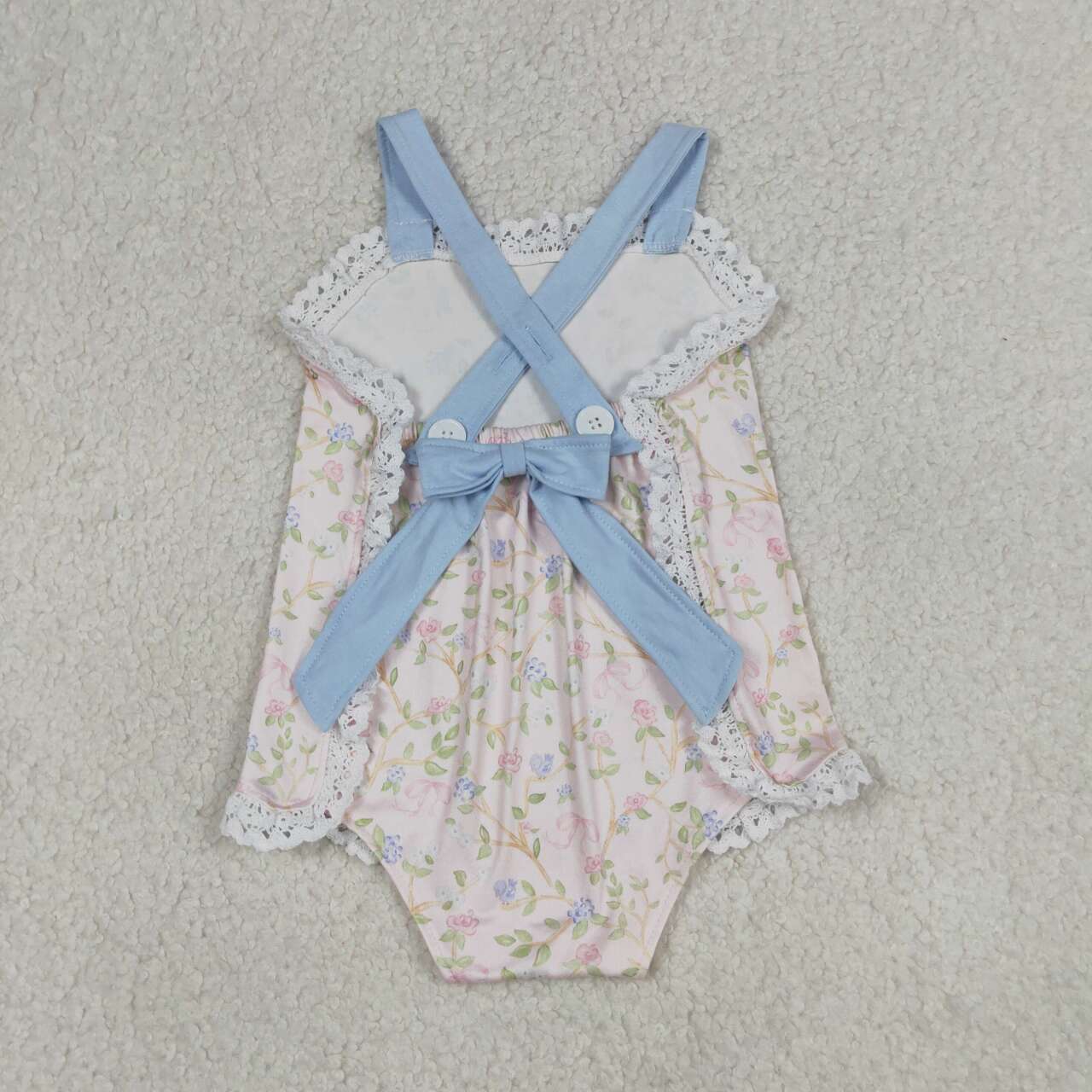Small Flowers Print Baby Girls Summer Strap Romper
