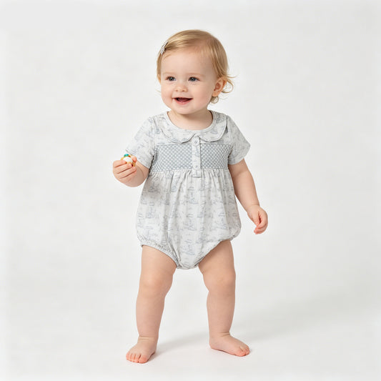 Farm Sheep Print Baby Girls Summer Doll Collar Romper