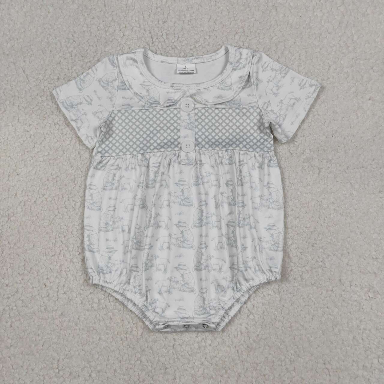 Farm Sheep Print Baby Girls Summer Doll Collar Romper