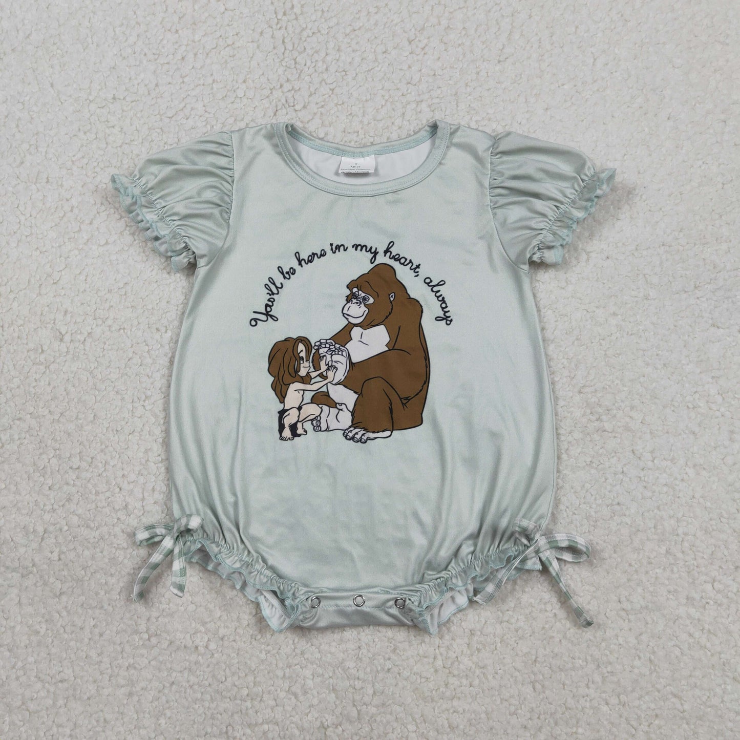 Sibling Baby Boys Girls Cartoon Monkey Top Checked Pockets Short Clothes Set Rompers