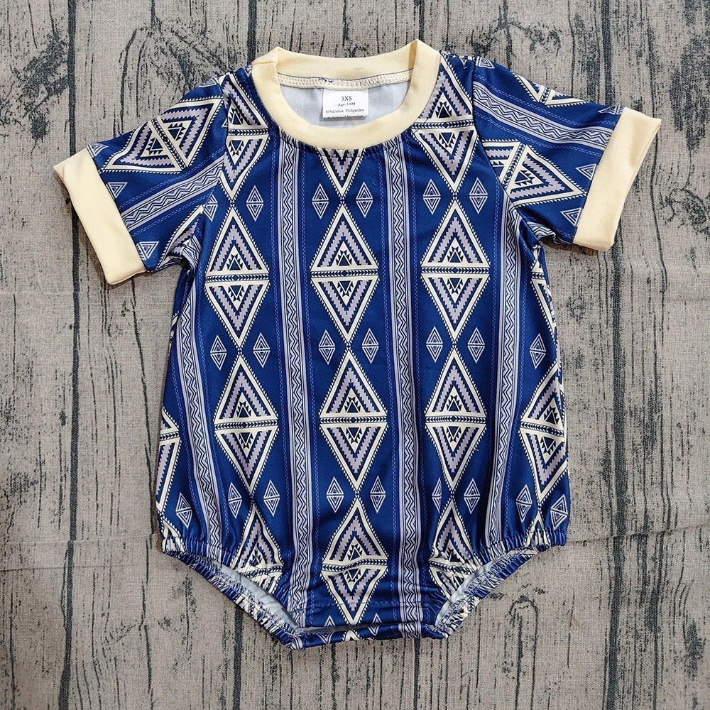 SR3713  Aztec Navy Baby Boys Summer Western Romper