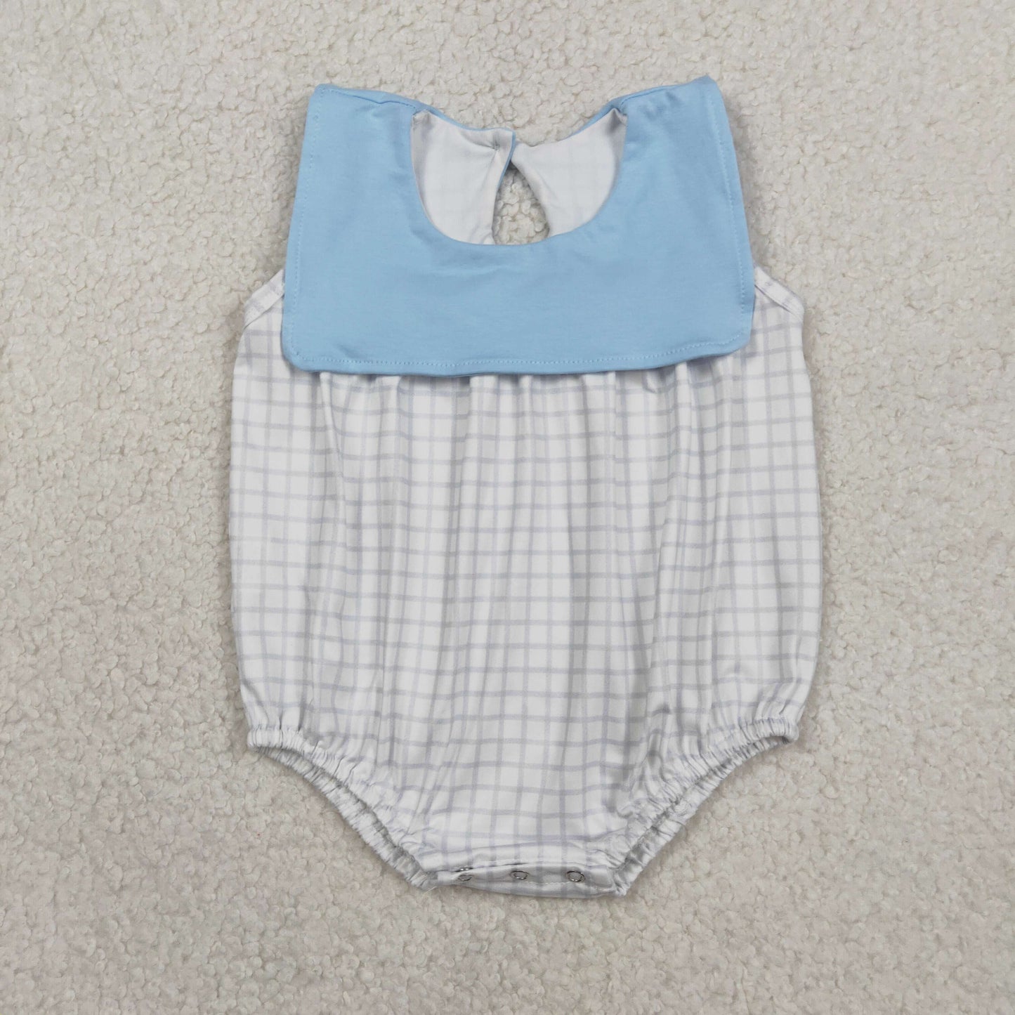 Sibling Baby Boys Light Blue Shirt Top Checked Pockets Short Clothes Set Rompers