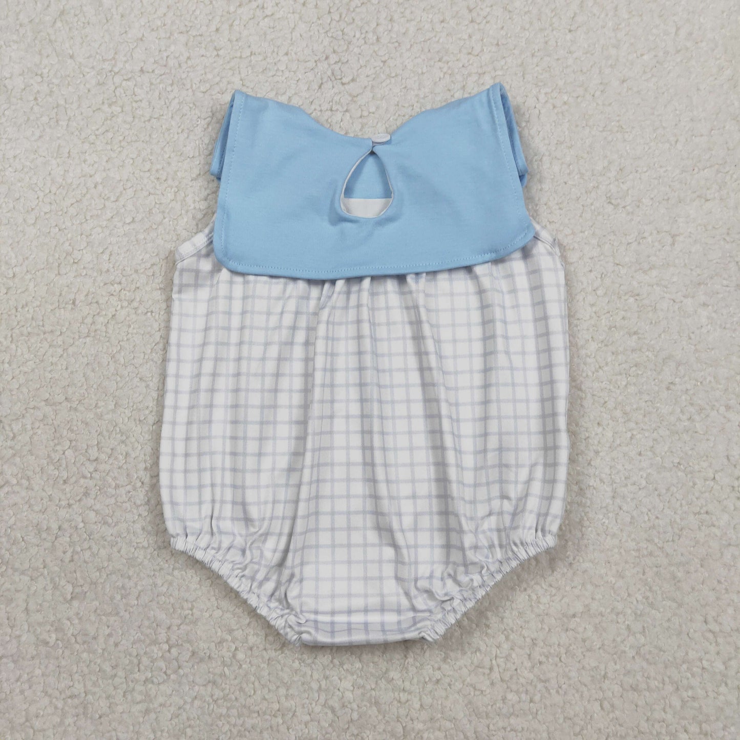 Sibling Baby Boys Light Blue Shirt Top Checked Pockets Short Clothes Set Rompers