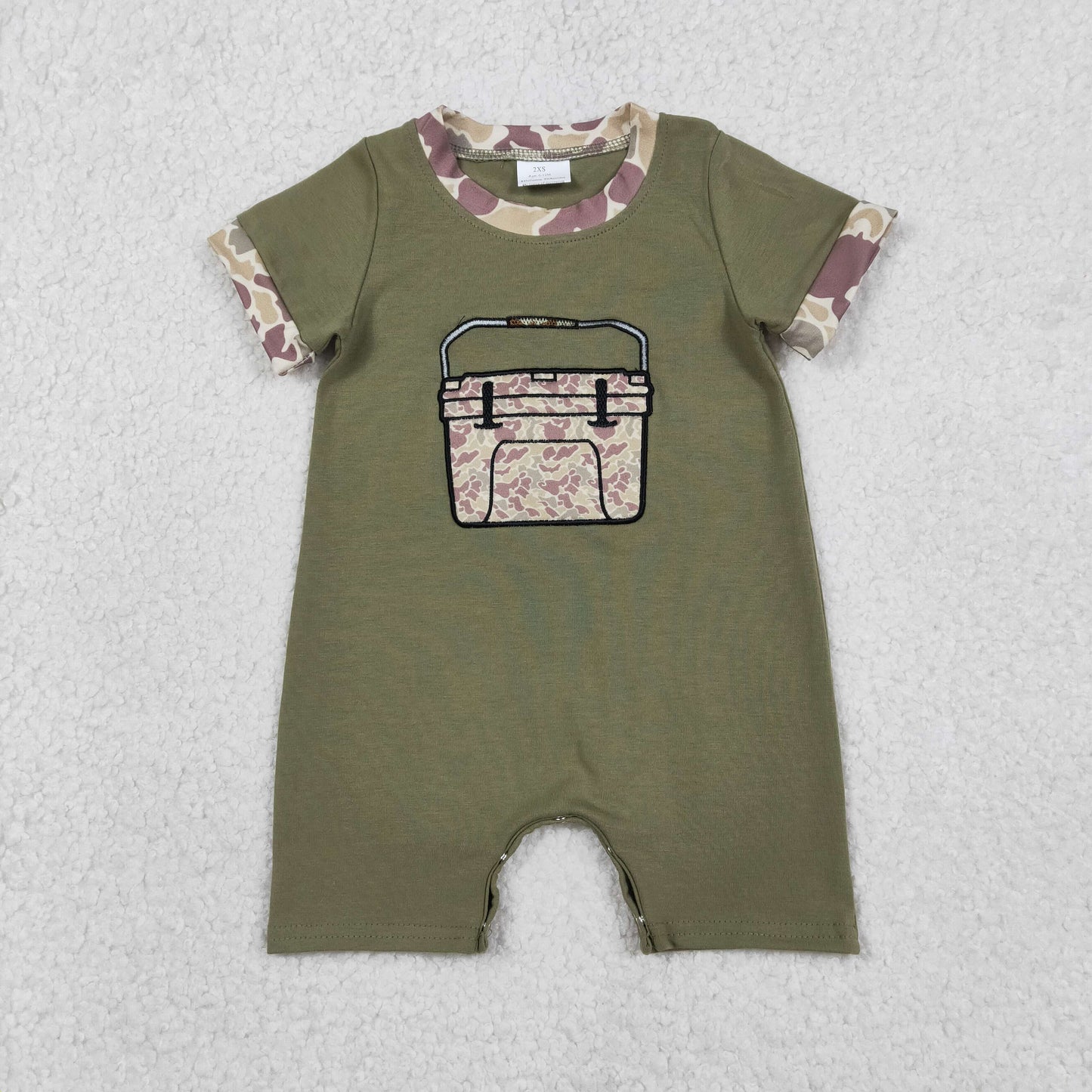 Sibling Baby Kids Embroidery Camo Boxes Top Shorts Hunting Clothes Set Rompers