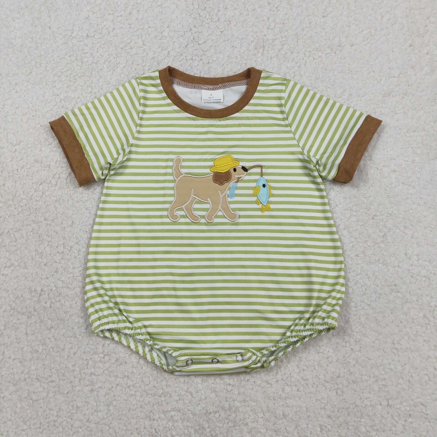 Sibling Baby Boys Short Sleeve Embroidery Print Fishing Hunting Rompers