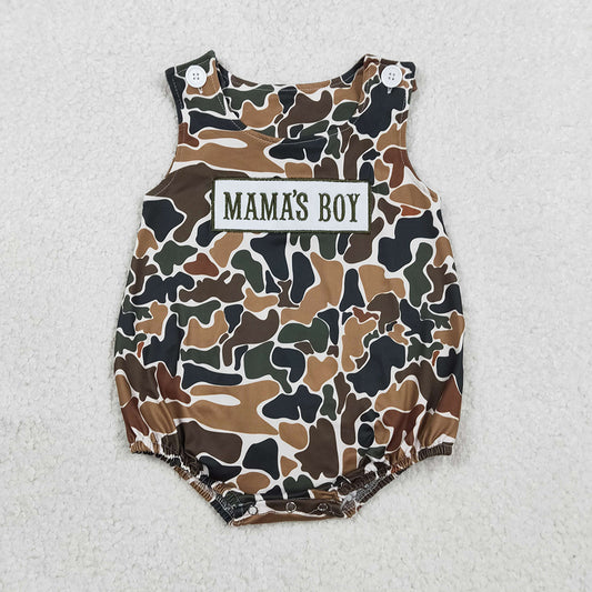 SR3908 MAMAS BOY Embroidery Camo Print Baby Boys Summer Sleeveless Summer