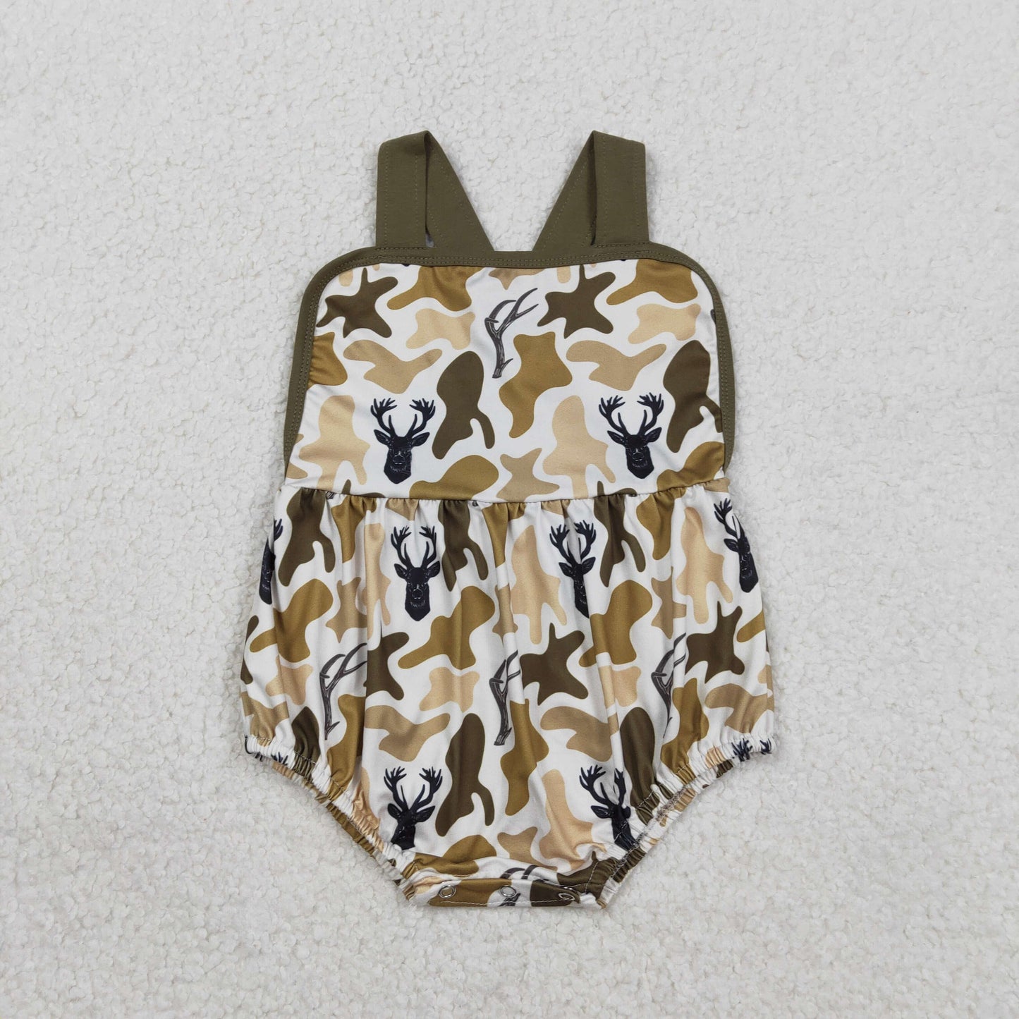 Sibling Baby Boys Strap Southern Camo Hunting Rompers