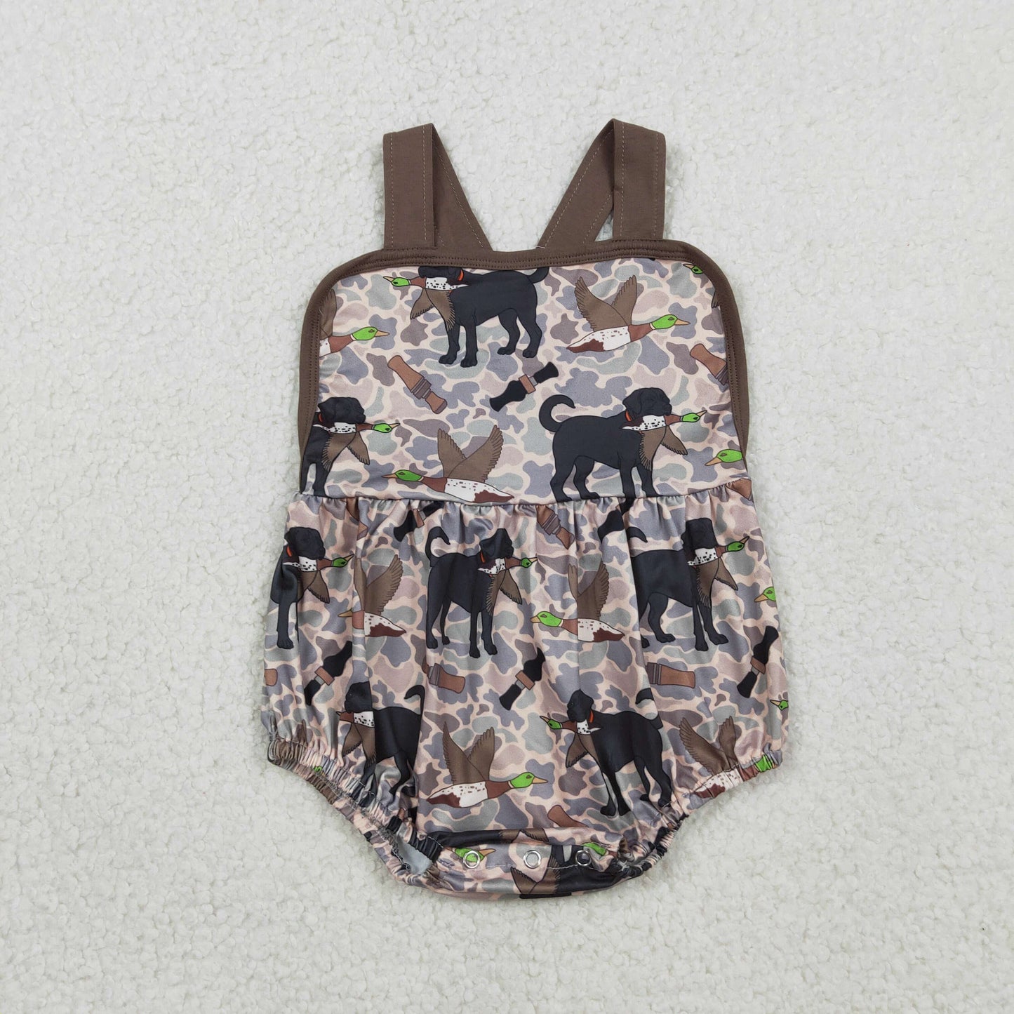 Sibling Baby Boys Strap Southern Camo Hunting Rompers