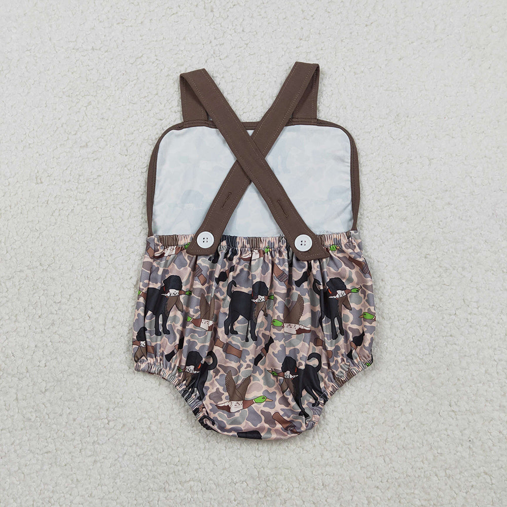 SR3928 Dog Duck Camo Hunting Print Baby Boys Summer Strap Summer