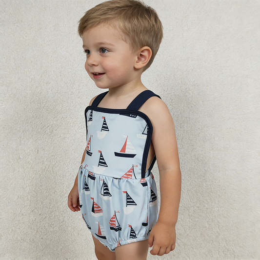 SR3945 Boys’ Sailboat Strap Backless Romper