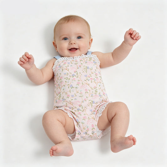 Small Flowers Print Baby Girls Summer Strap Romper