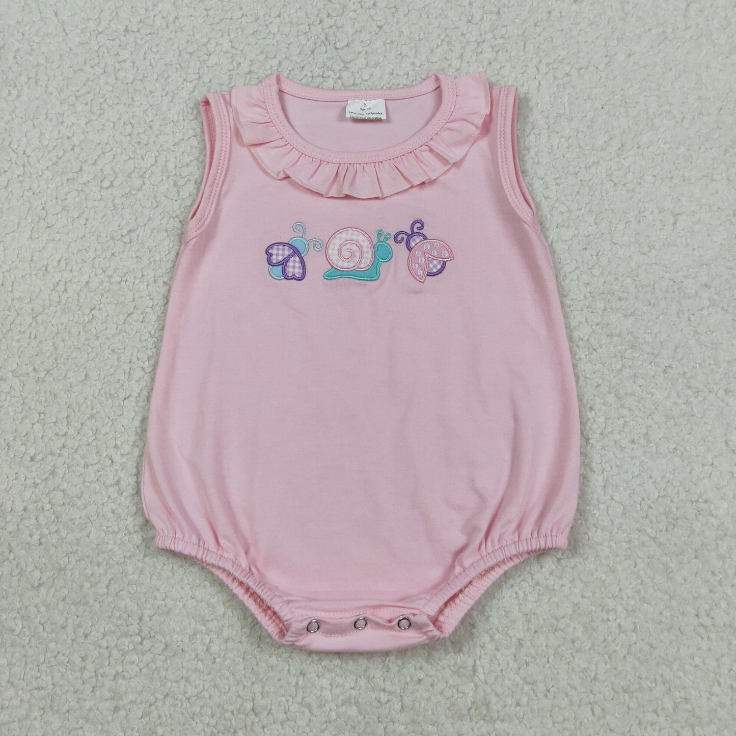 Sibling Baby Kids Embroidery Snails Ladybirds Top Shorts Clothes Set Ruffle Rompers