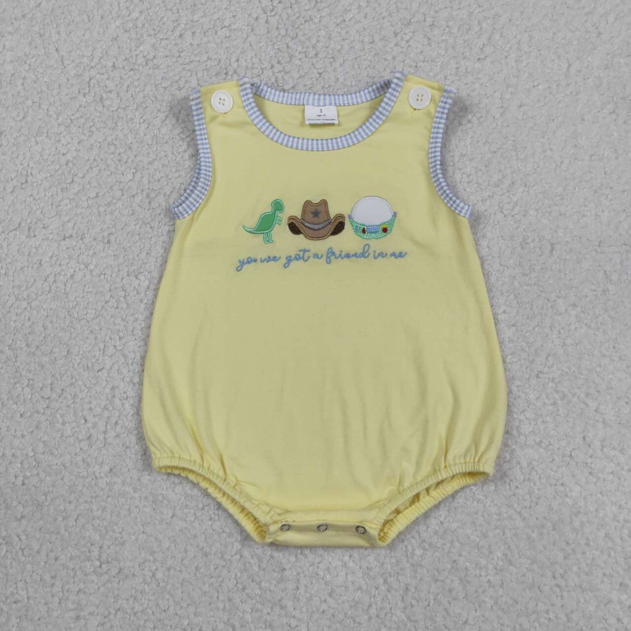 Cartoon Toy Embroidery Yellow Stripes Shorts Kids Summer Clothes Sibling Matching Wear