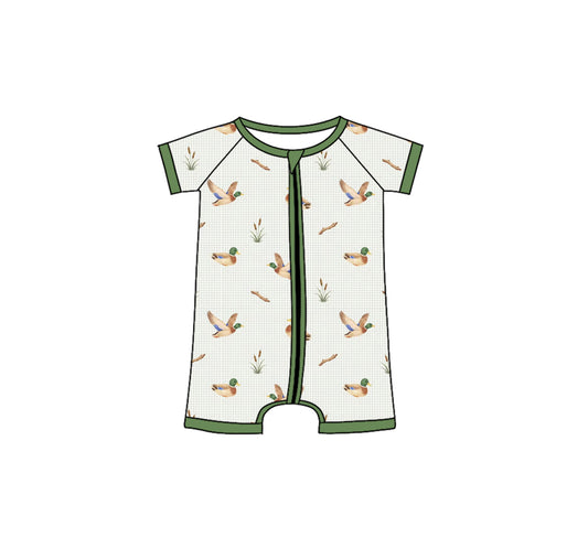 3.17 SR4118 Preorder Duck Print Baby Boys Summer Zipper Sleeper Romper