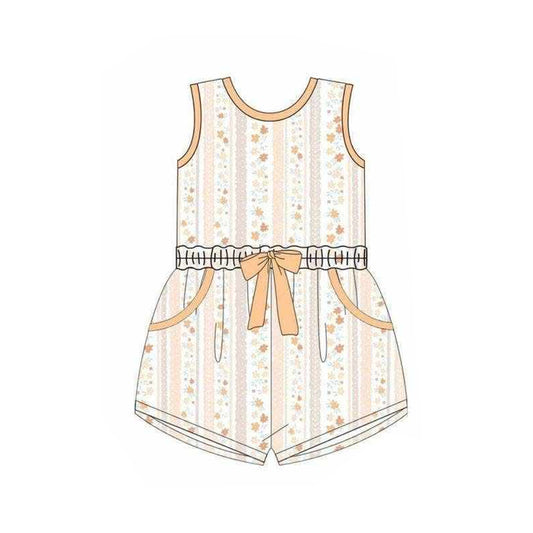 3.18 SR4120 Preorder Small Flowers Print Girls Summer Sleeveless Pockets Jumpsuits