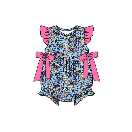 3.18 SR4126 Preorder Colorful Flowers Print Baby Girls Summer Romper