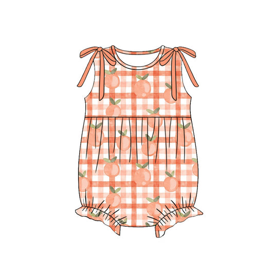 4.7 SR4170 Preorder Peach Plaid Girls Sleeveless Romper