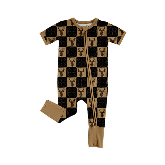 4.15 SR4192 Preorder Deer Print Baby Zipper Sleeper Romper