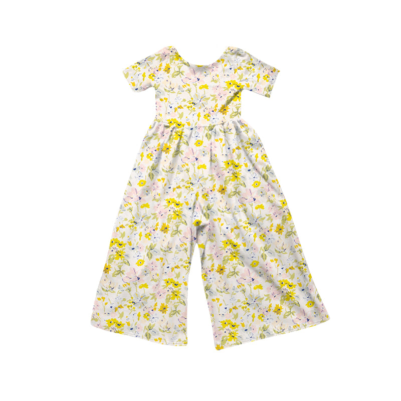 4.16 SR4196 Preorder Yellow Flowers Girls Straight Jumpsuits