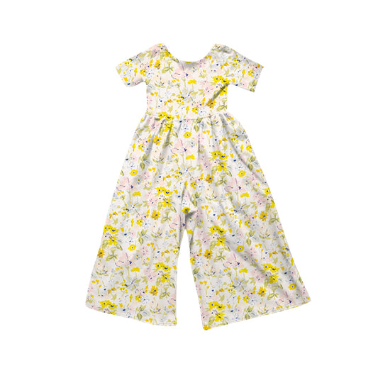 4.16 SR4196 Preorder Yellow Flowers Girls Straight Jumpsuits