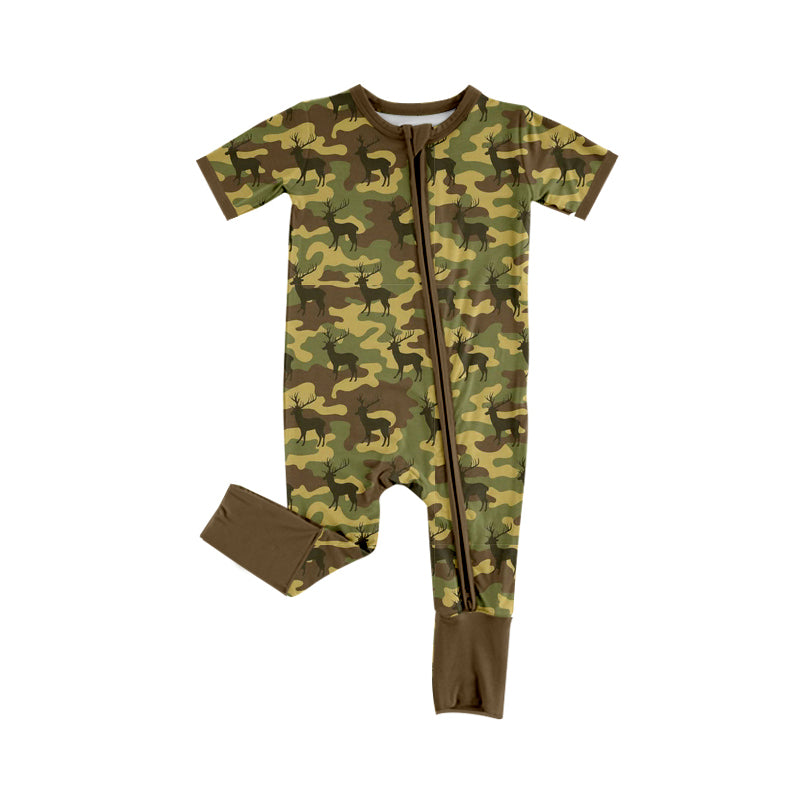 4.18 SR4207 Preorder Camo Hunting Deer Baby Boys Zipper Sleeper Romper