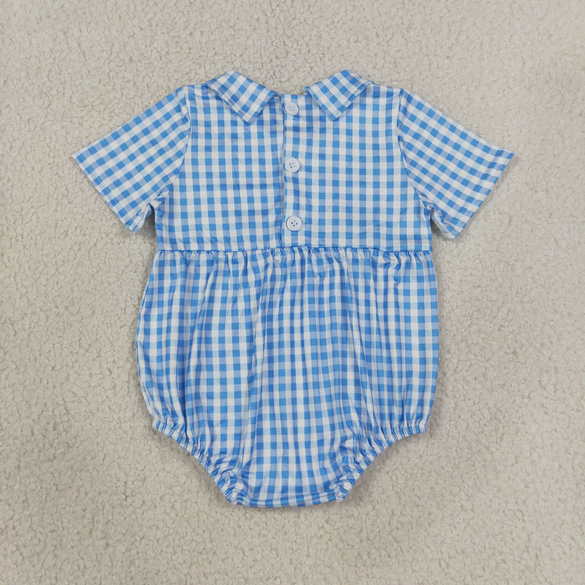 Baby Brother Baby Sister Siblinbg Gingham Smocked Bubble Romper