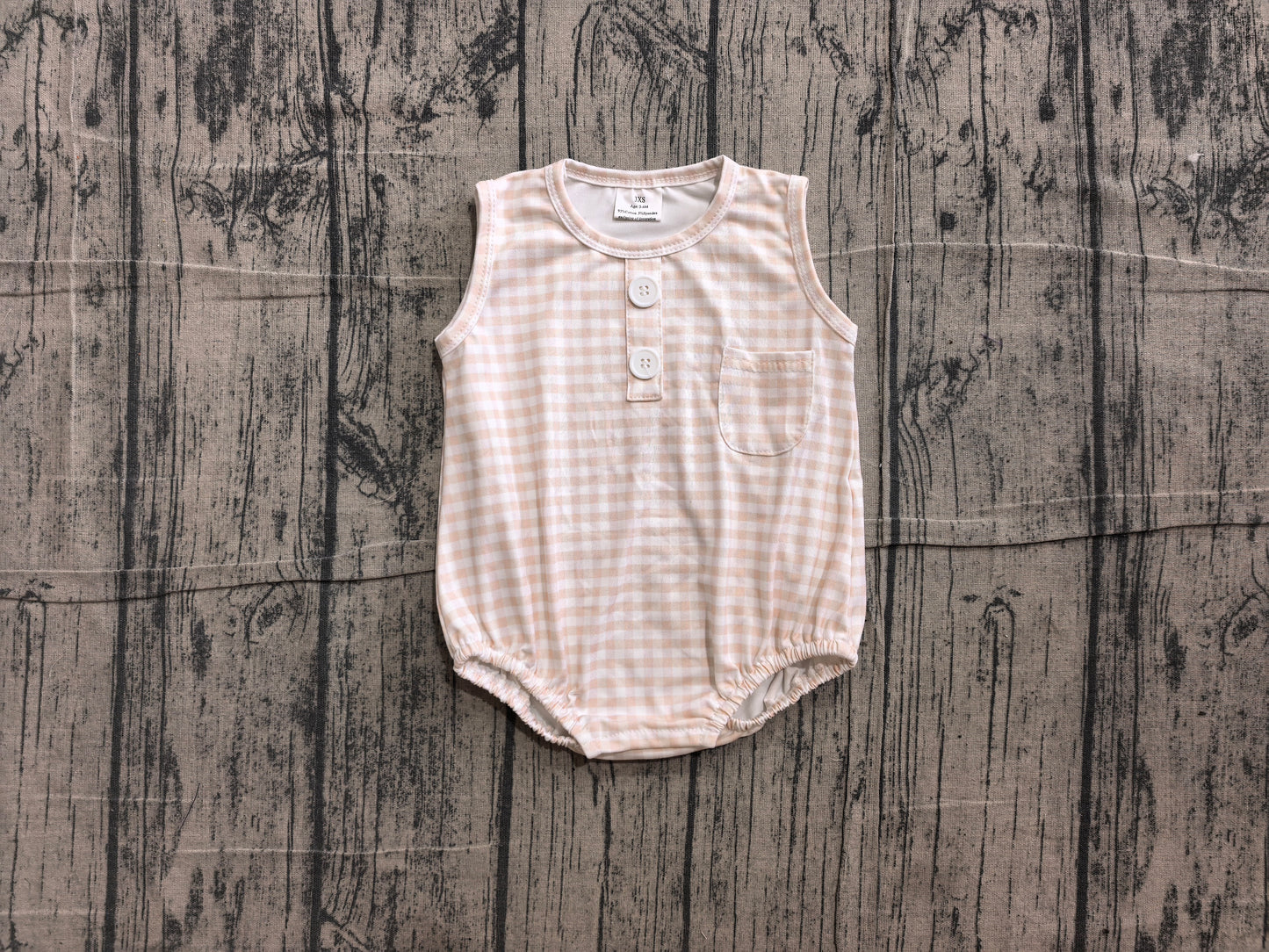 Baby Boys Light Pink Gingham Sleeveless Bubble Romper Preorder