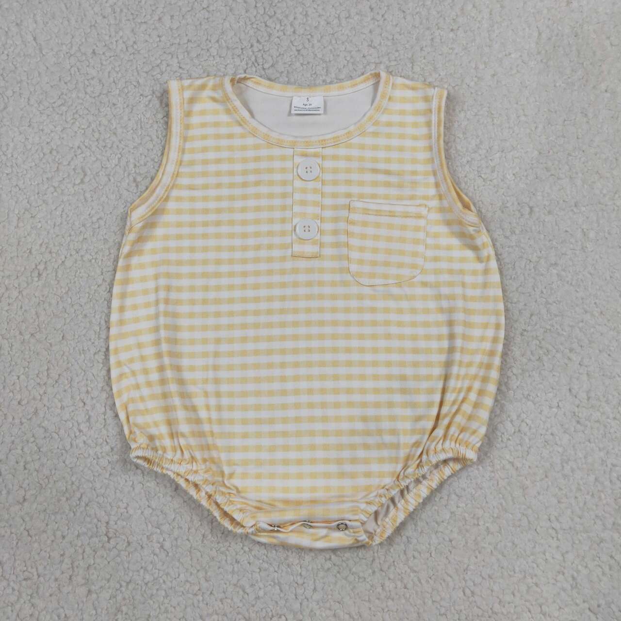 Sibling Baby Boys Gingham Sleeveless Bubble Romper