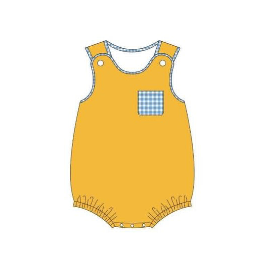 5.8 SR4267 Preorder Orange Pocket Baby Boys Sleeveless Bubble Romper