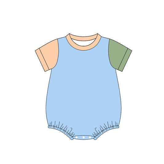 5.9 SR4268 Preorder Orange Green Blue Patchwork Baby Summer Cotton Romper