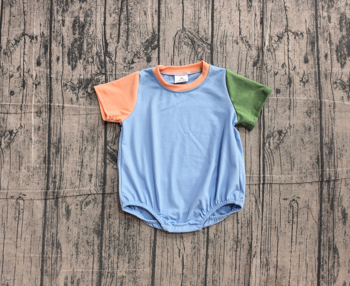 Baby Boys Short Sleeve Blue Green Patchwork Rompers Preorder